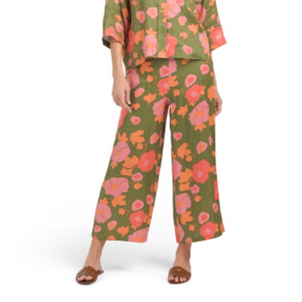 Magaschoni linen wide leg pants